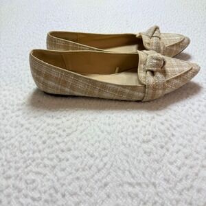 Ann Taylor Flats womens 9 Pointed Toe Knotted Slip On Career Shoes‎ Beige